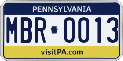 PA license plate MBR0013