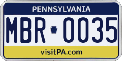 PA license plate MBR0035