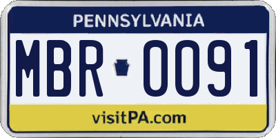 PA license plate MBR0091