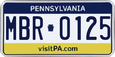 PA license plate MBR0125