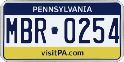 PA license plate MBR0254