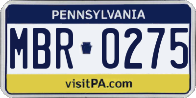PA license plate MBR0275