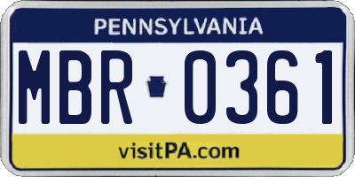 PA license plate MBR0361