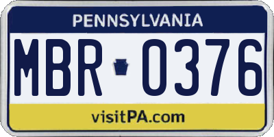 PA license plate MBR0376