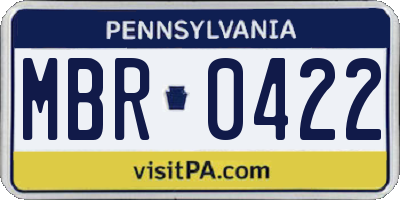 PA license plate MBR0422