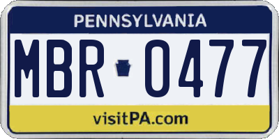 PA license plate MBR0477