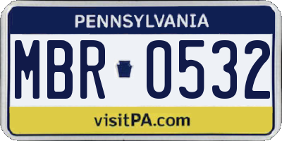 PA license plate MBR0532