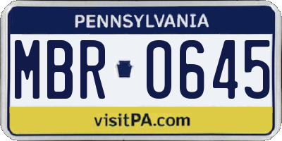 PA license plate MBR0645