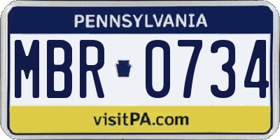 PA license plate MBR0734