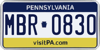 PA license plate MBR0830