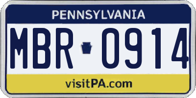 PA license plate MBR0914