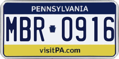 PA license plate MBR0916