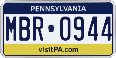 PA license plate MBR0944