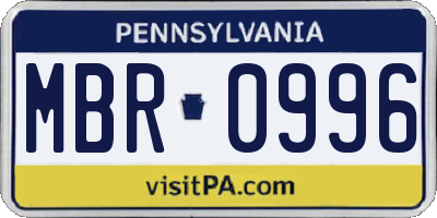 PA license plate MBR0996