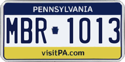 PA license plate MBR1013