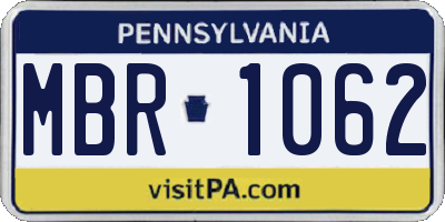 PA license plate MBR1062