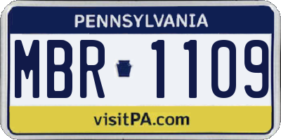 PA license plate MBR1109