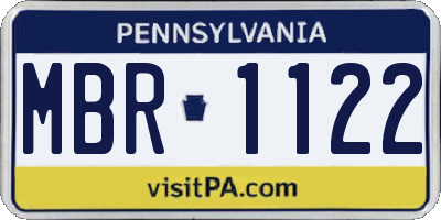 PA license plate MBR1122
