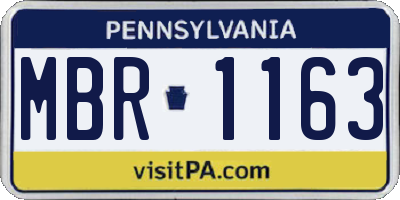 PA license plate MBR1163