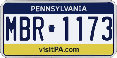 PA license plate MBR1173