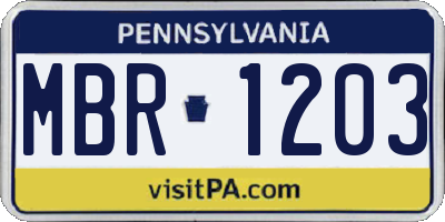 PA license plate MBR1203