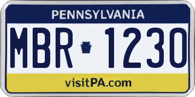PA license plate MBR1230