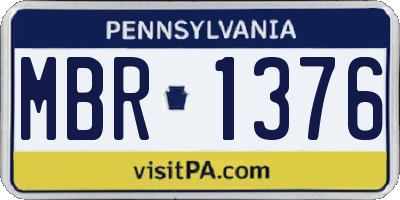 PA license plate MBR1376