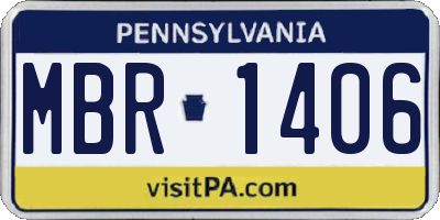 PA license plate MBR1406