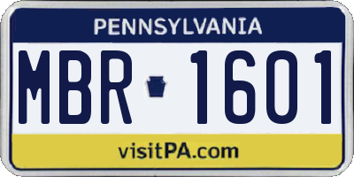 PA license plate MBR1601
