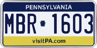 PA license plate MBR1603