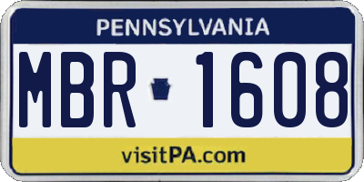 PA license plate MBR1608