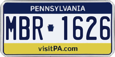 PA license plate MBR1626