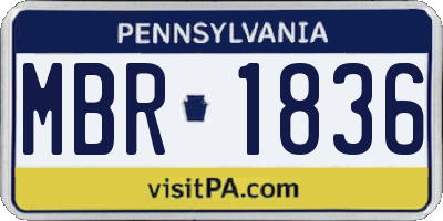 PA license plate MBR1836