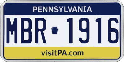 PA license plate MBR1916