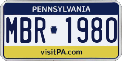 PA license plate MBR1980