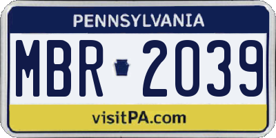 PA license plate MBR2039