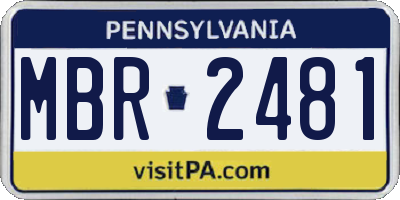 PA license plate MBR2481