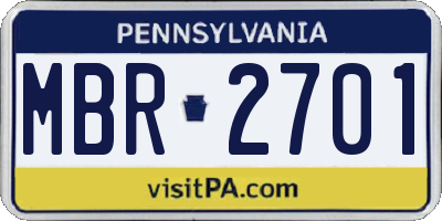 PA license plate MBR2701