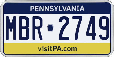 PA license plate MBR2749