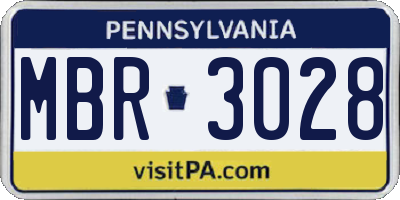 PA license plate MBR3028