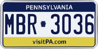 PA license plate MBR3036
