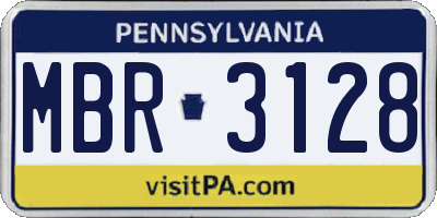 PA license plate MBR3128