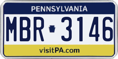 PA license plate MBR3146