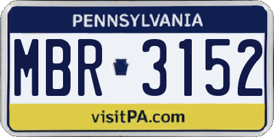 PA license plate MBR3152