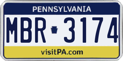 PA license plate MBR3174