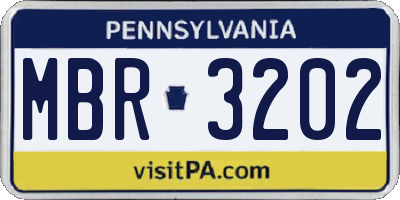 PA license plate MBR3202