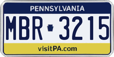 PA license plate MBR3215