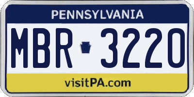 PA license plate MBR3220