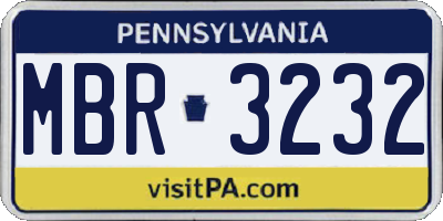PA license plate MBR3232