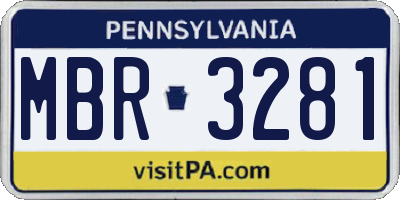 PA license plate MBR3281